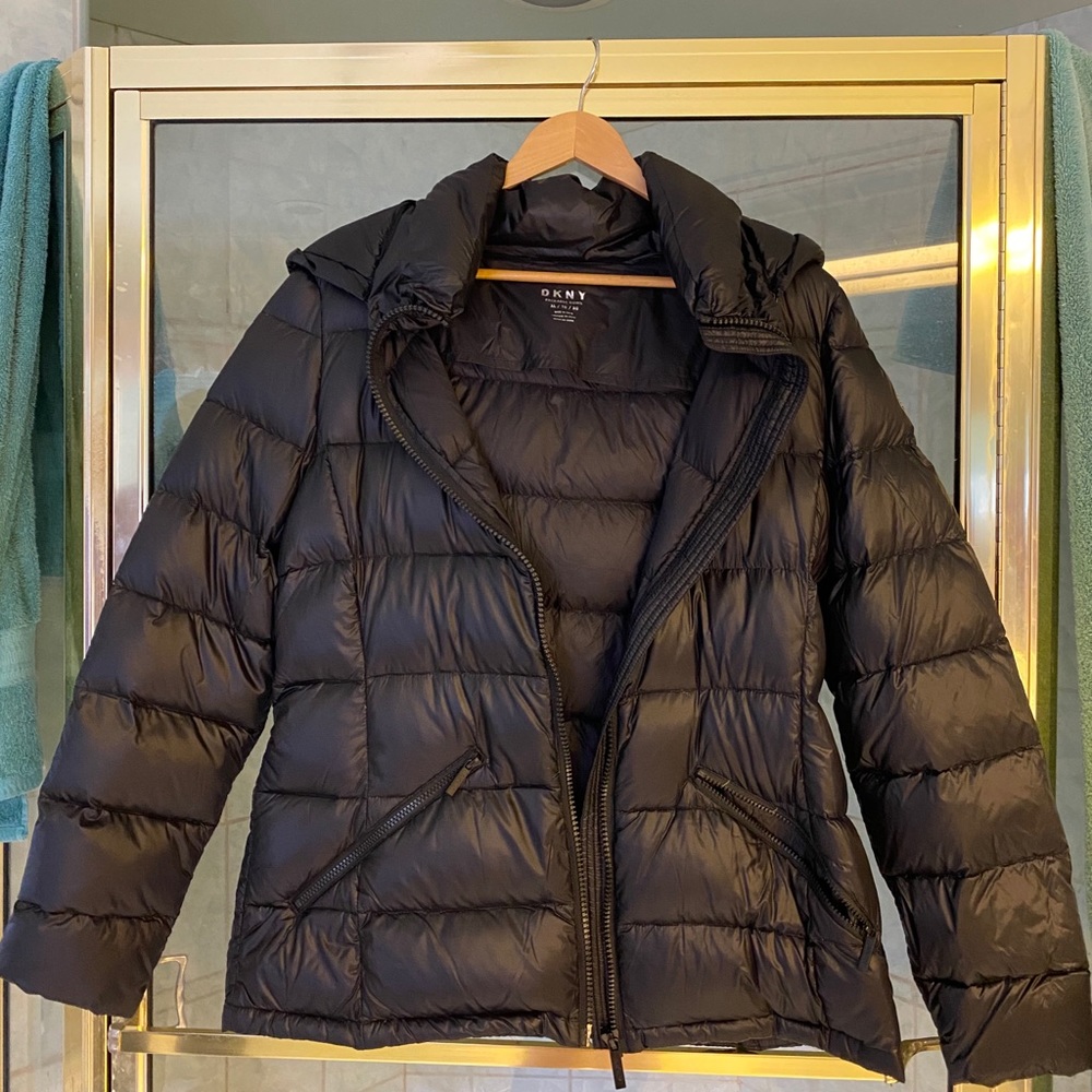 Down feather puffy jacket dkny